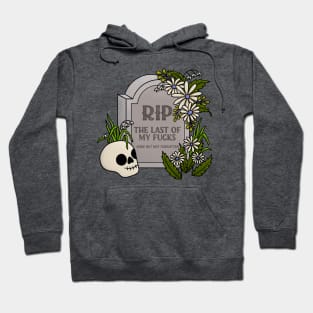 Tattoo Style Grave with Skull and Purple Flowers Hoodie
